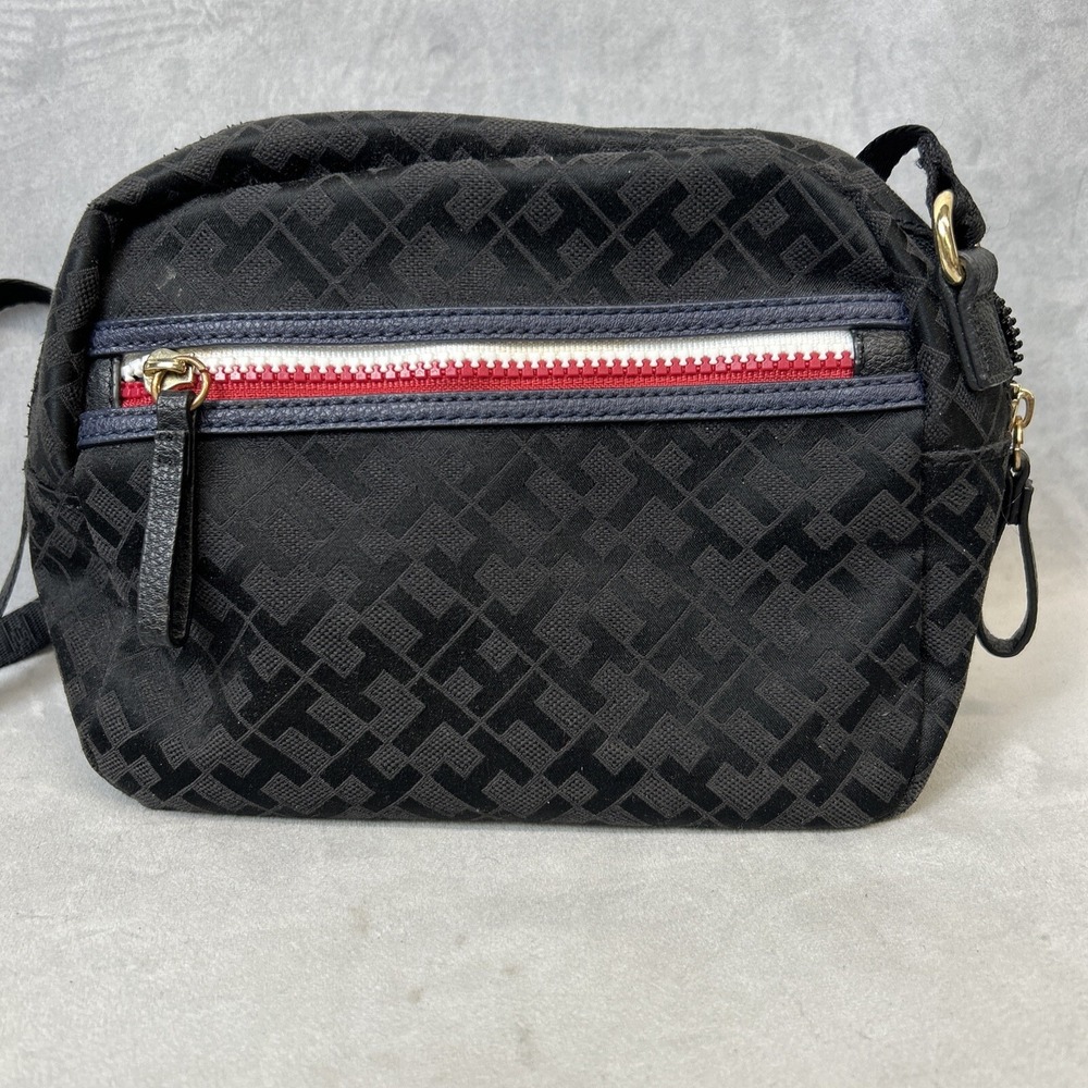 Tommy Hilfiger Purse Crossbody Logo Black Canvas women's Shoulder bag Strap
